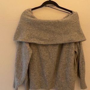 Wool blend off the shoulder sweater